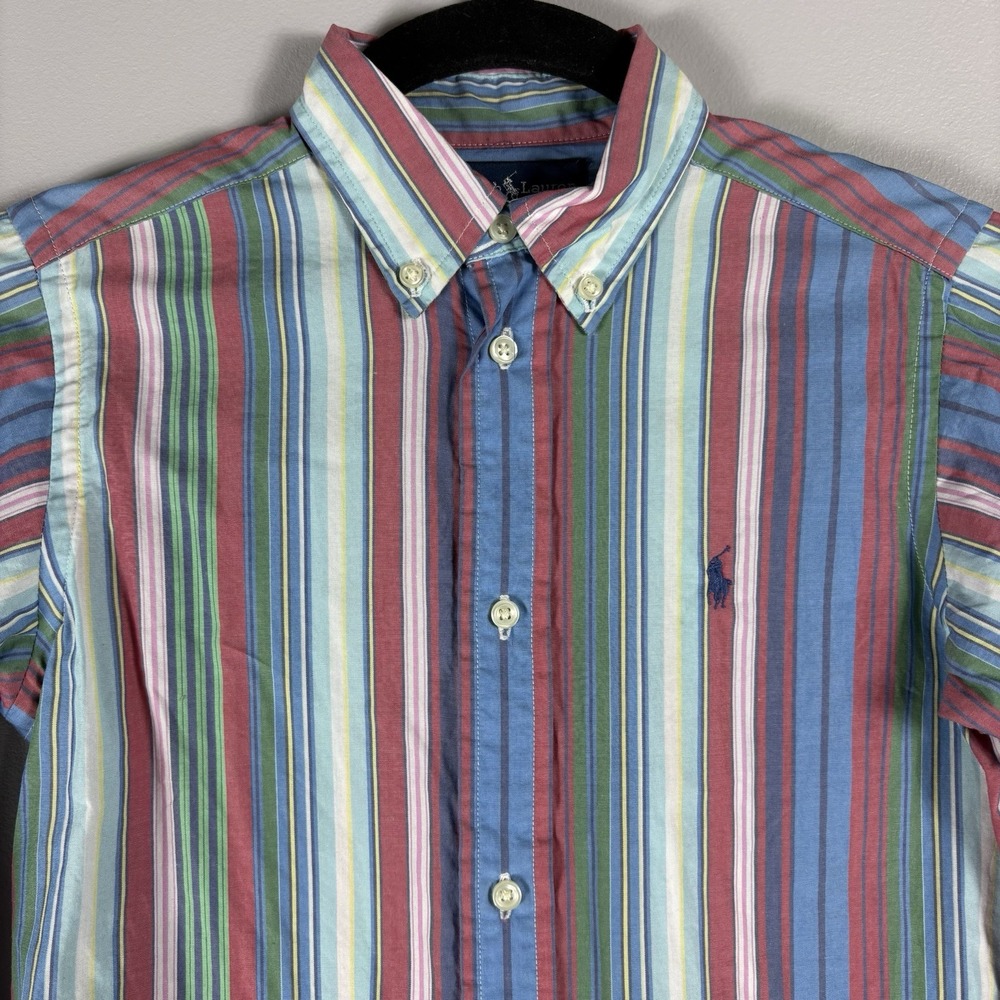 Ralph Lauren Youth Boys 7 Multicolor Striped Button Down Long Sleeve‎ Shirt